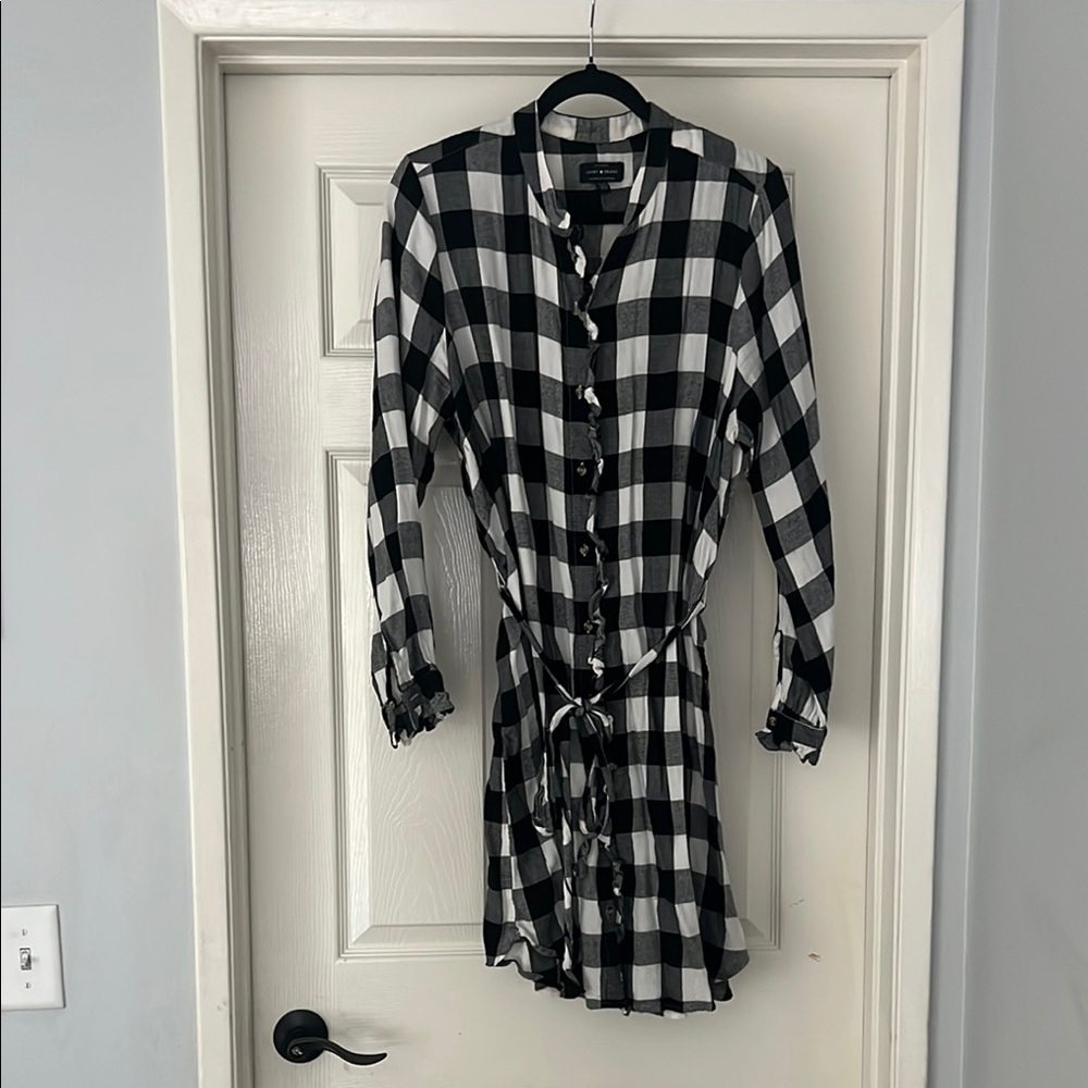 Lucky Brand Black and White Long Sleeve Shirt Dress
